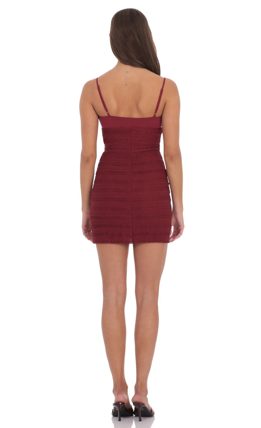 Product image for Crinkle Bodycon Dress in Burgundy