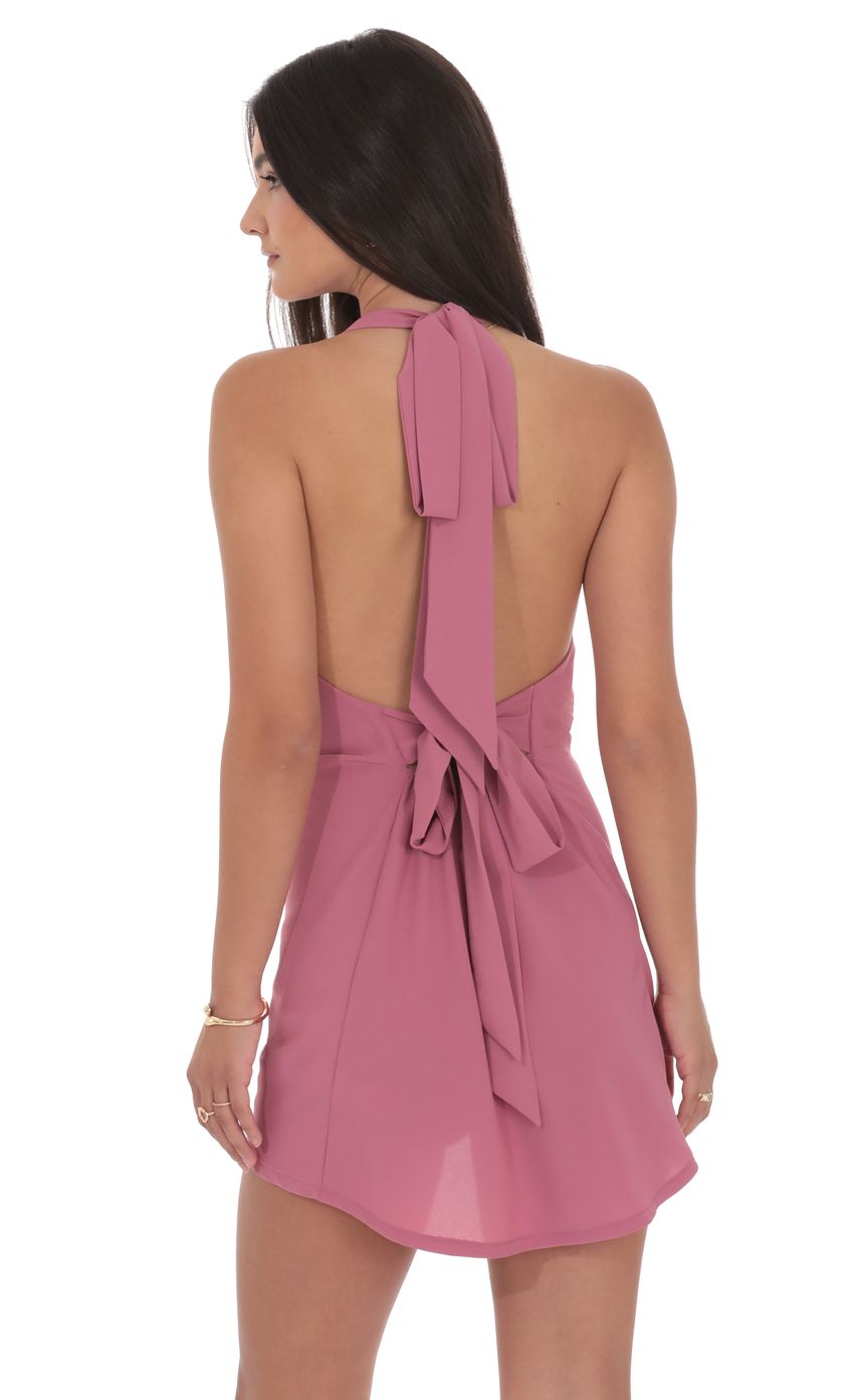Product image for Cowl Neck Halter Dress in Rose Pink
