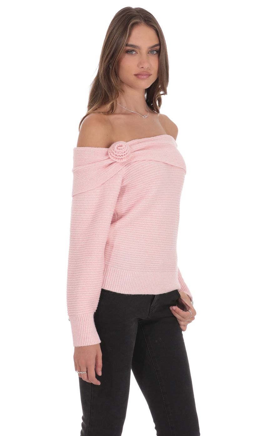 Product image for Rosette Off Shoulder Jumper in Pink
