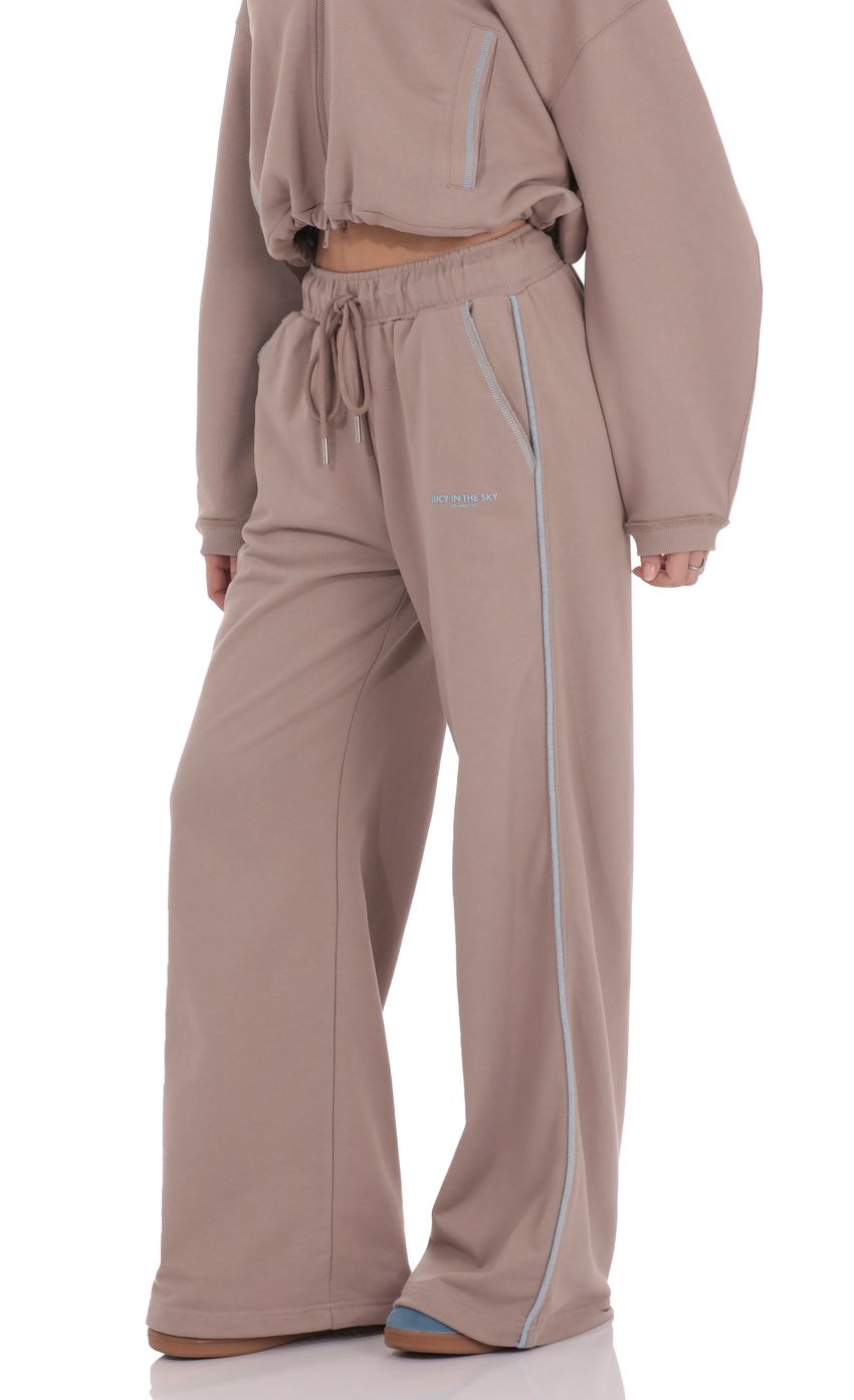 Product image for Two-Toned Cinchable Sweatpants Pants in Taupe