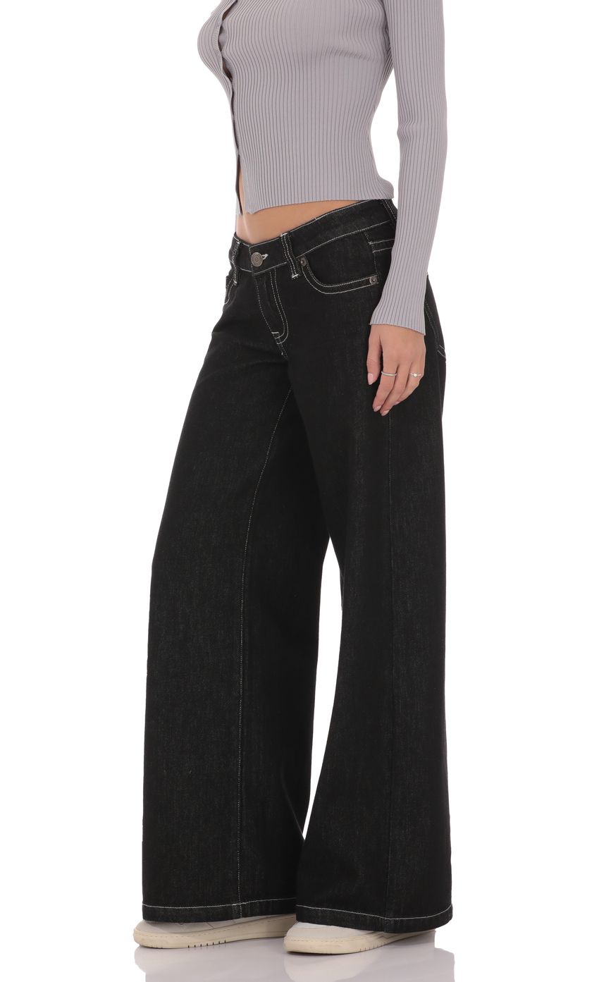 Product image for Low Rise Wide Leg Jeans in Black
