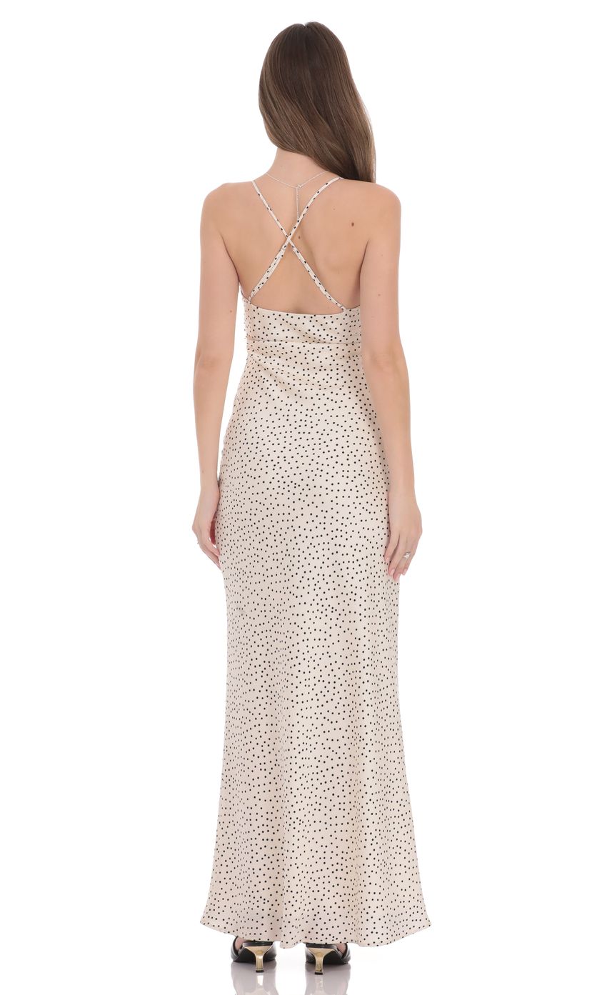 Product image for Polka Dot Triangle Maxi Dress in Cream