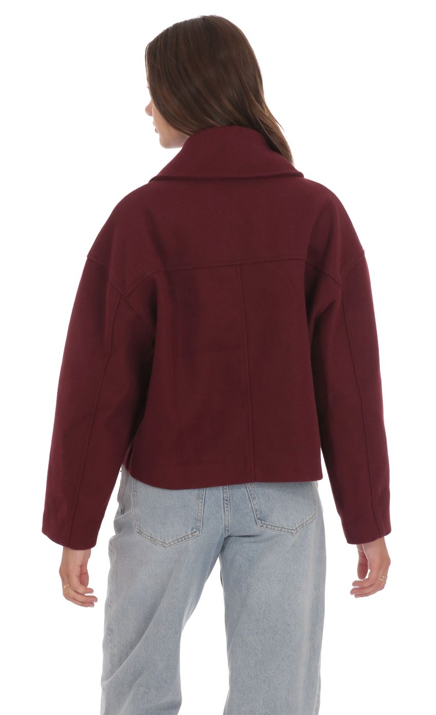 Изображение товара для Короткий двубортный тренч в цвете бордо