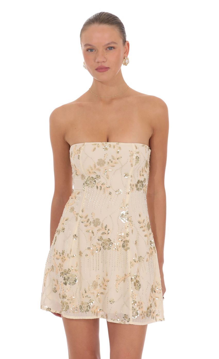 Product image for Gia Embellished Mini Dress in Cream