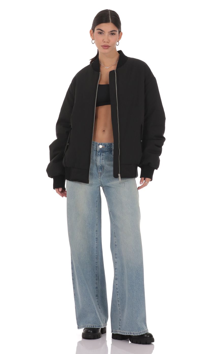 Product image for Oversized Bomber Jacket in Black