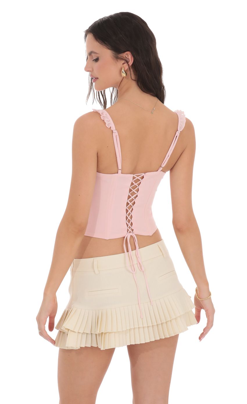 Product image for Pleated Ruffle Skort in Cream