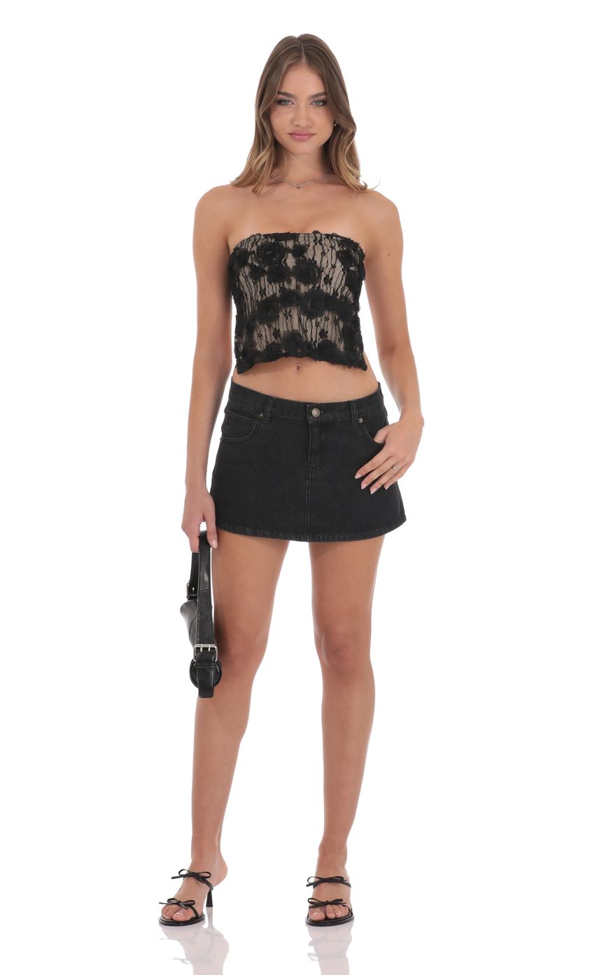 Product image for Textured Lace Strapless Top in Black