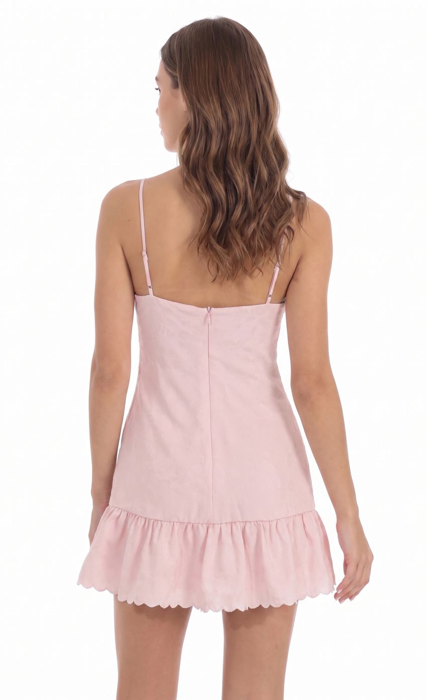 Product image for Jacquard Scallop Ruffle Dress in Pink