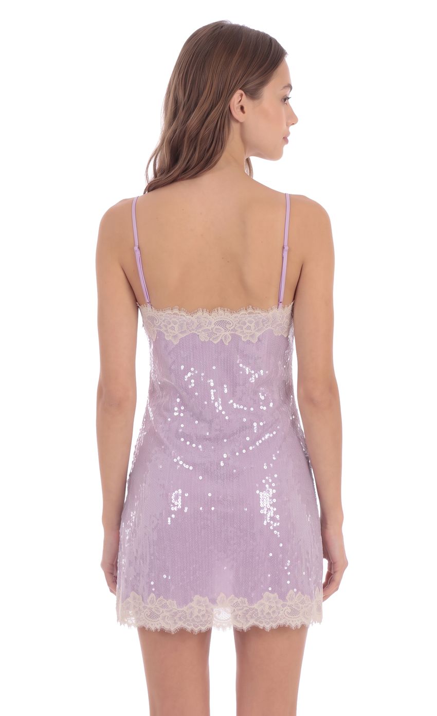 Product image for Sequin Lace Mini Dress in Lilac