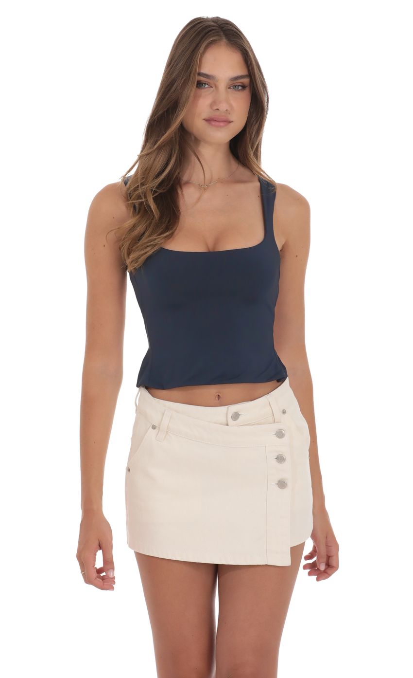 Product image for Scoop Neck Open Back Top in Navy