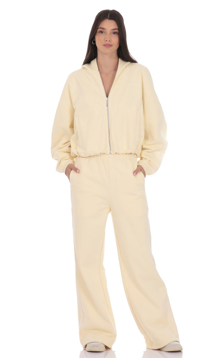 Product image for Cropped Cinch Waist Hoodie in Cream