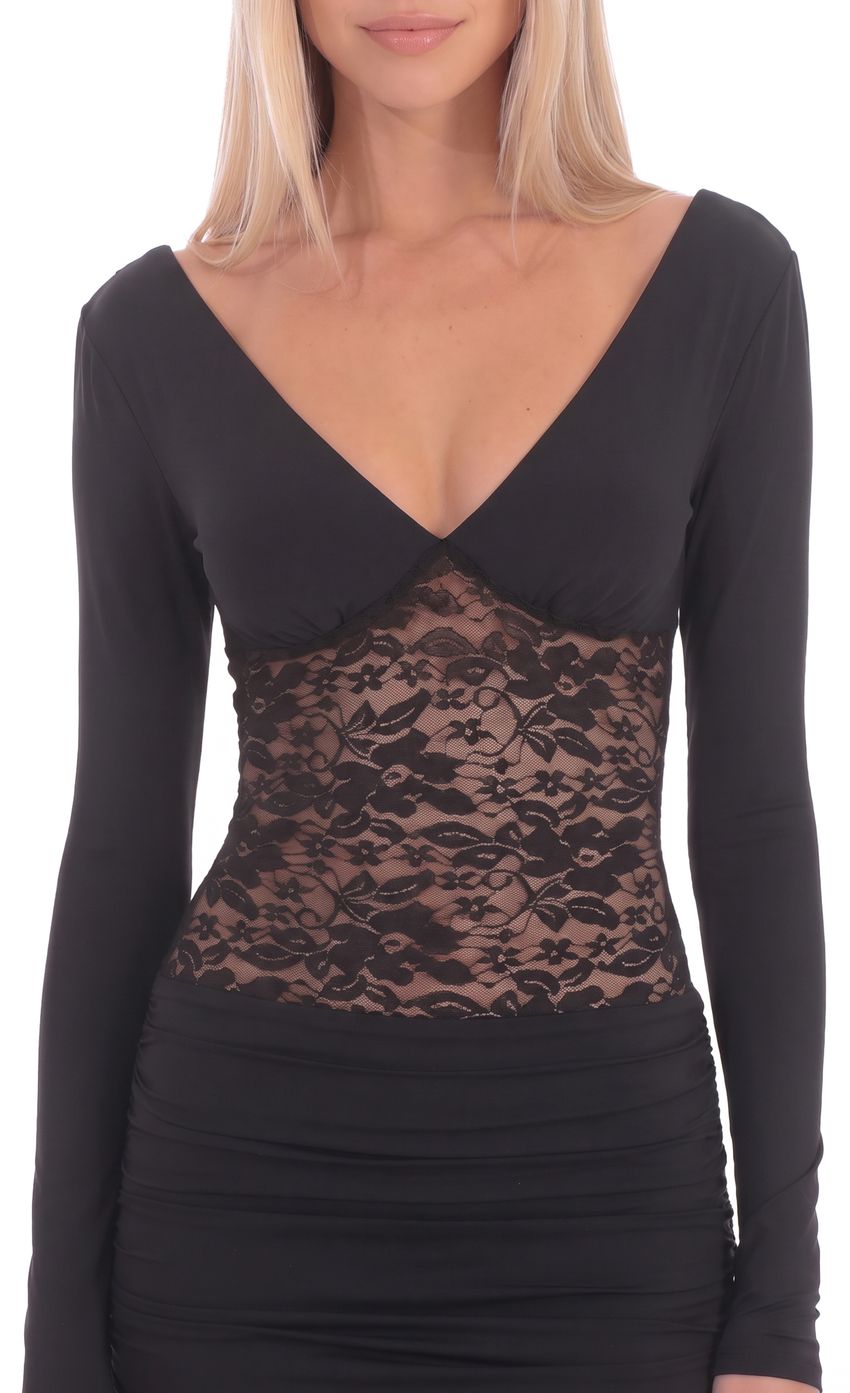 Product image for Lace Waist Mini Dress in Black