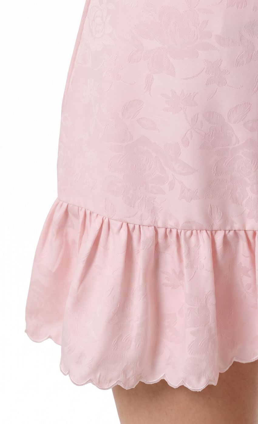 Product image for Jacquard Scallop Ruffle Dress in Pink