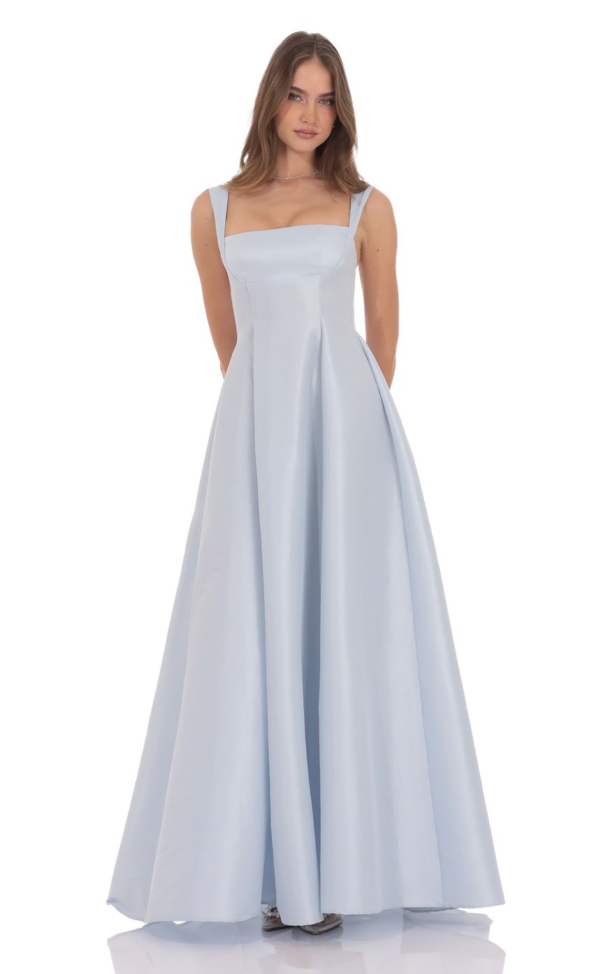 Product image for Square Neck Fit and Flare Gown in Light Blue