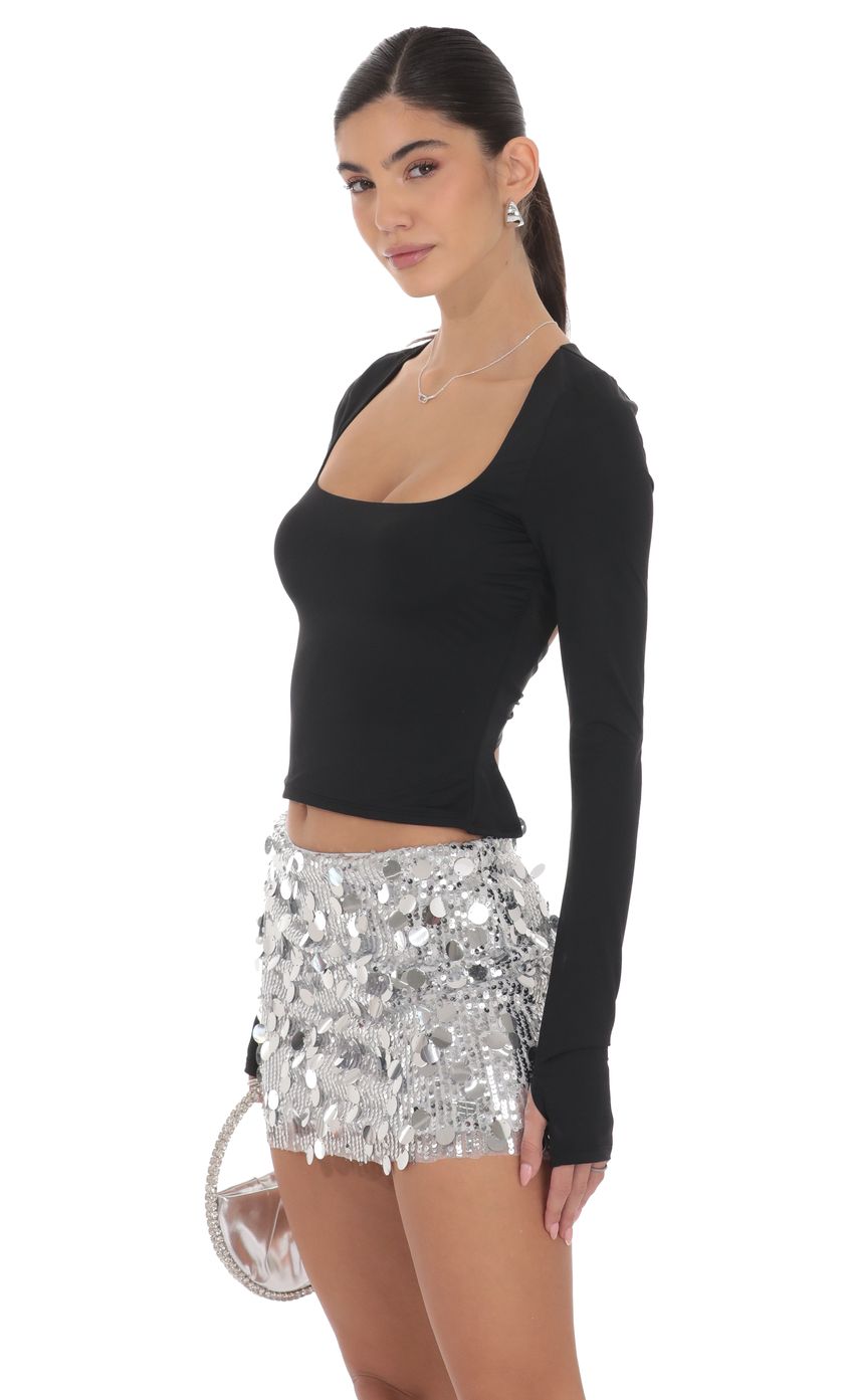 Product image for Circle Sequin Skirt in Silver