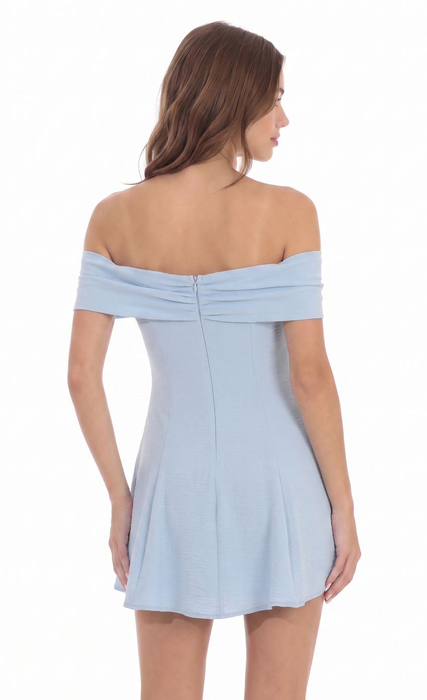 Product image for Front Bow Off Shoulder Dress in Blue
