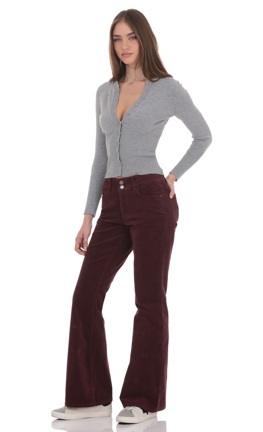 Product image for Corduroy Flare Jeans in Burgundy