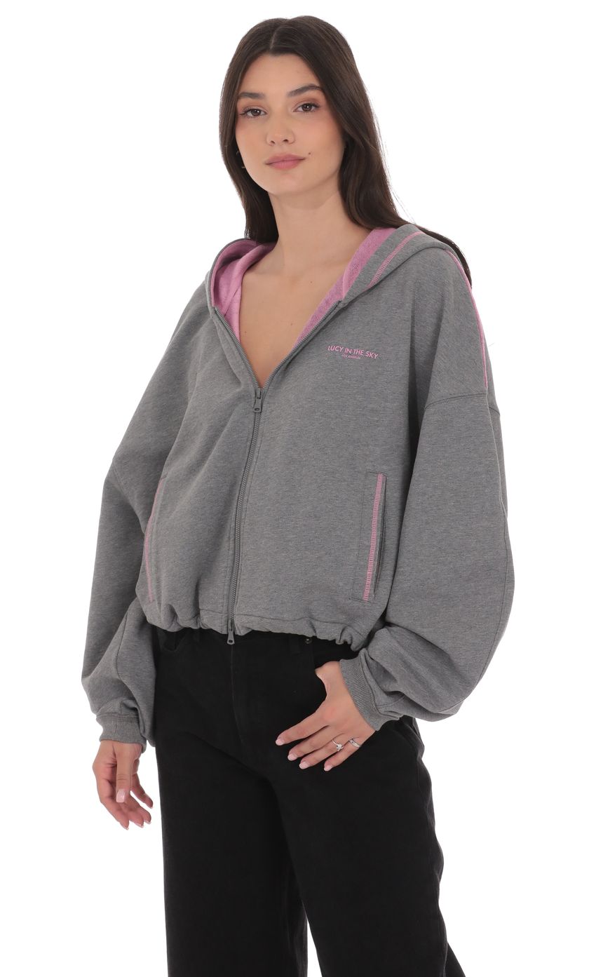 Product image for Two-Toned Cropped Hoodie in Grey