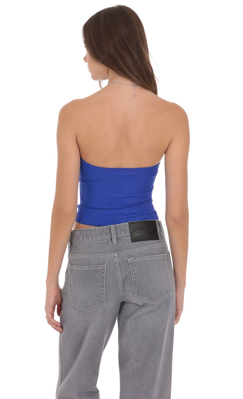 Product image for Mesh Rhinestone Top in Royal Blue