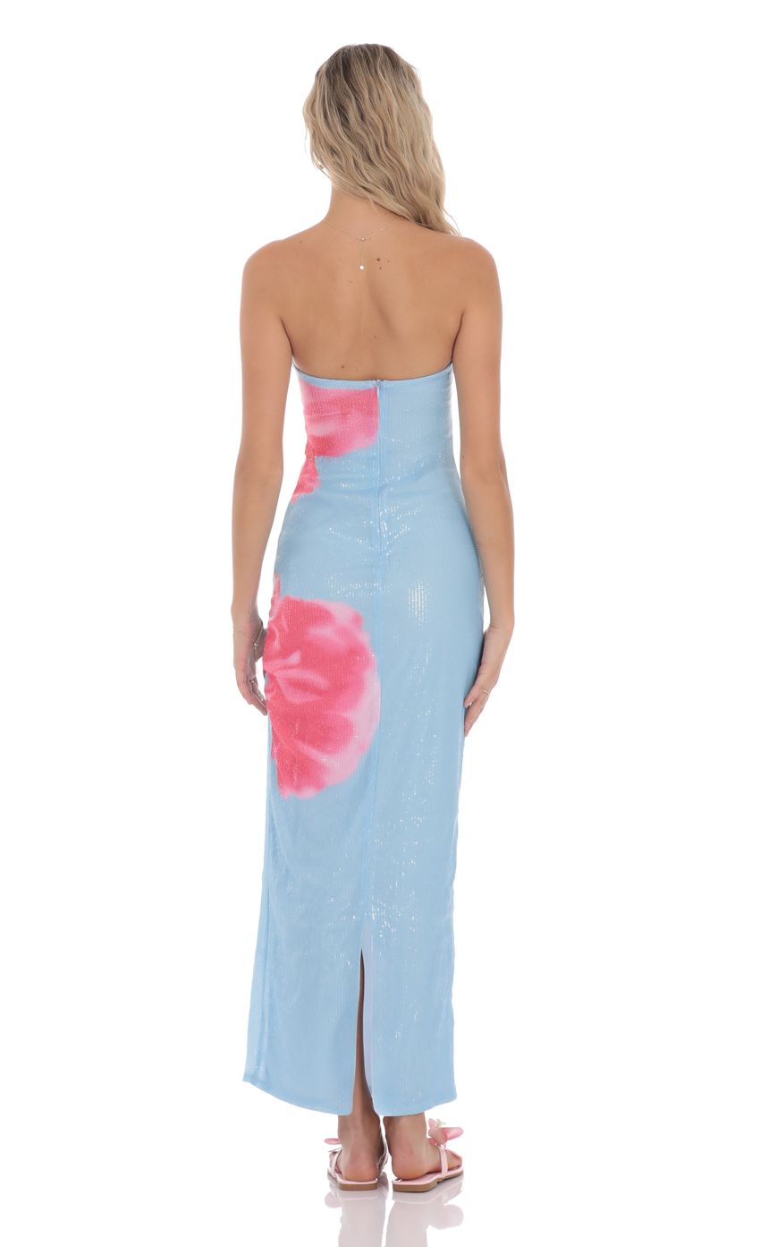 Picture Floral Sequin Strapless Maxi Dress in Blue. Source: https://media-img.lucyinthesky.com/data/product-media/850xAUTO/ae3ab882-e353-4dc6-bc2a-c619cc9f18b3.jpg