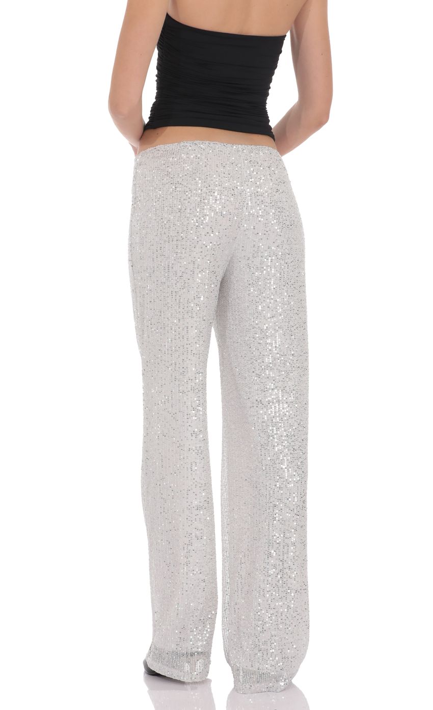 Product image for Straight Sequin Pants in Silver