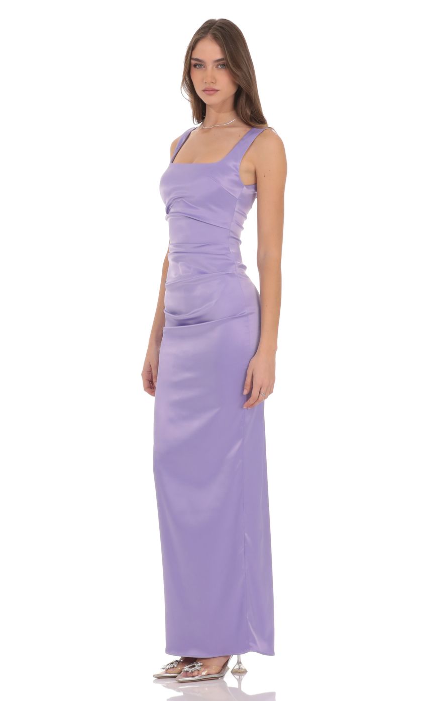 Product image for Satin Bodycon Maxi Dress in Lilac