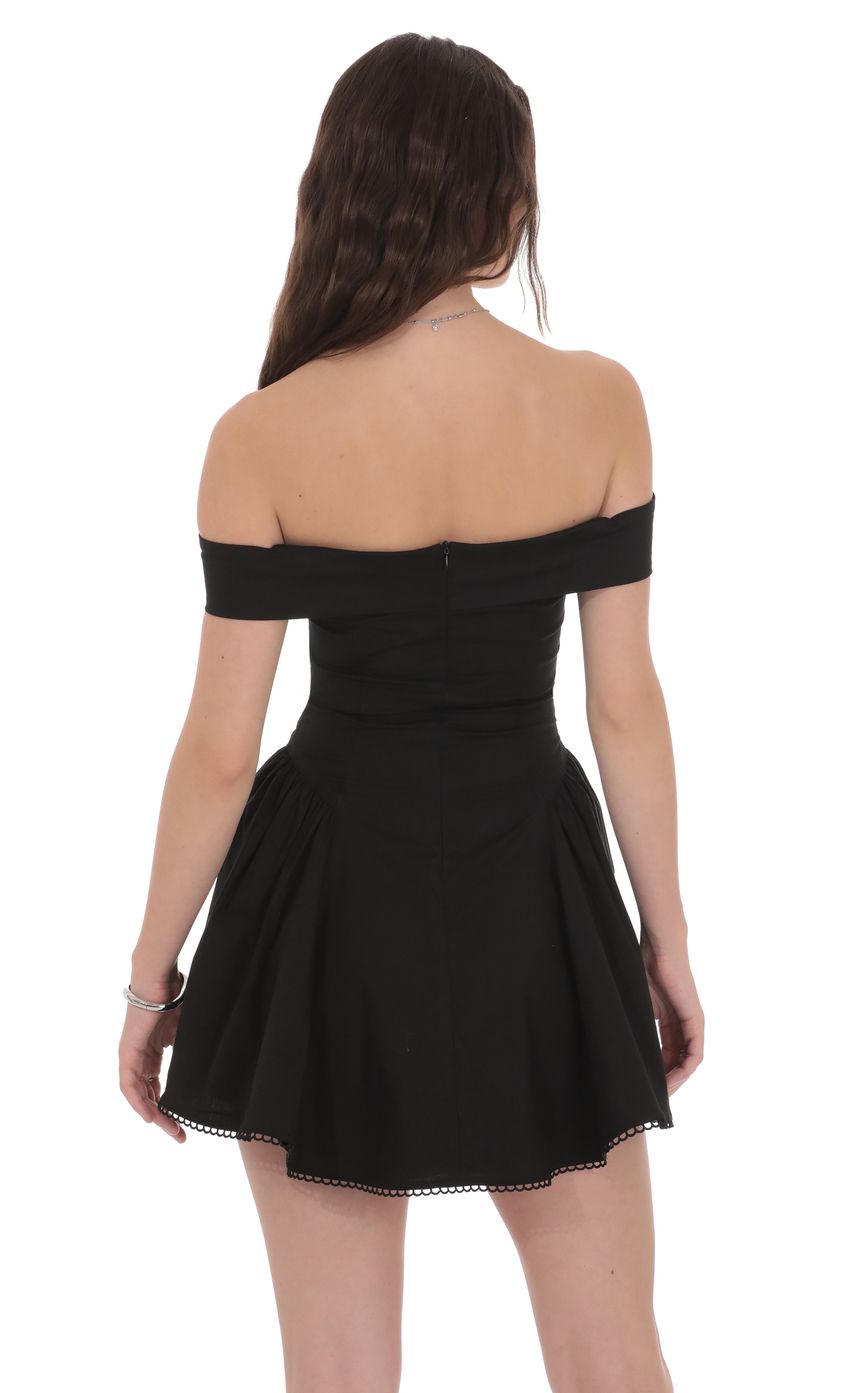 Product image for Off Shoulder Fit and Flare Dress in Black