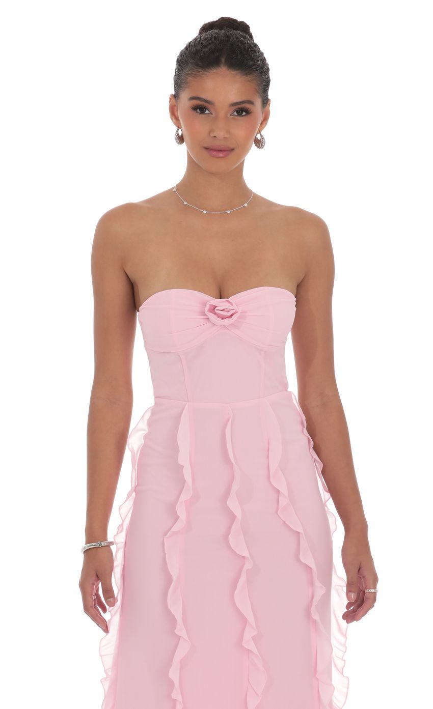 Picture Chiffon Rossette Ruffle Maxi Dress in Pink. Source: https://media-img.lucyinthesky.com/data/product-media/850xAUTO/afe0b10f-58e0-4bb1-a9f5-4c7c5645f478.jpg