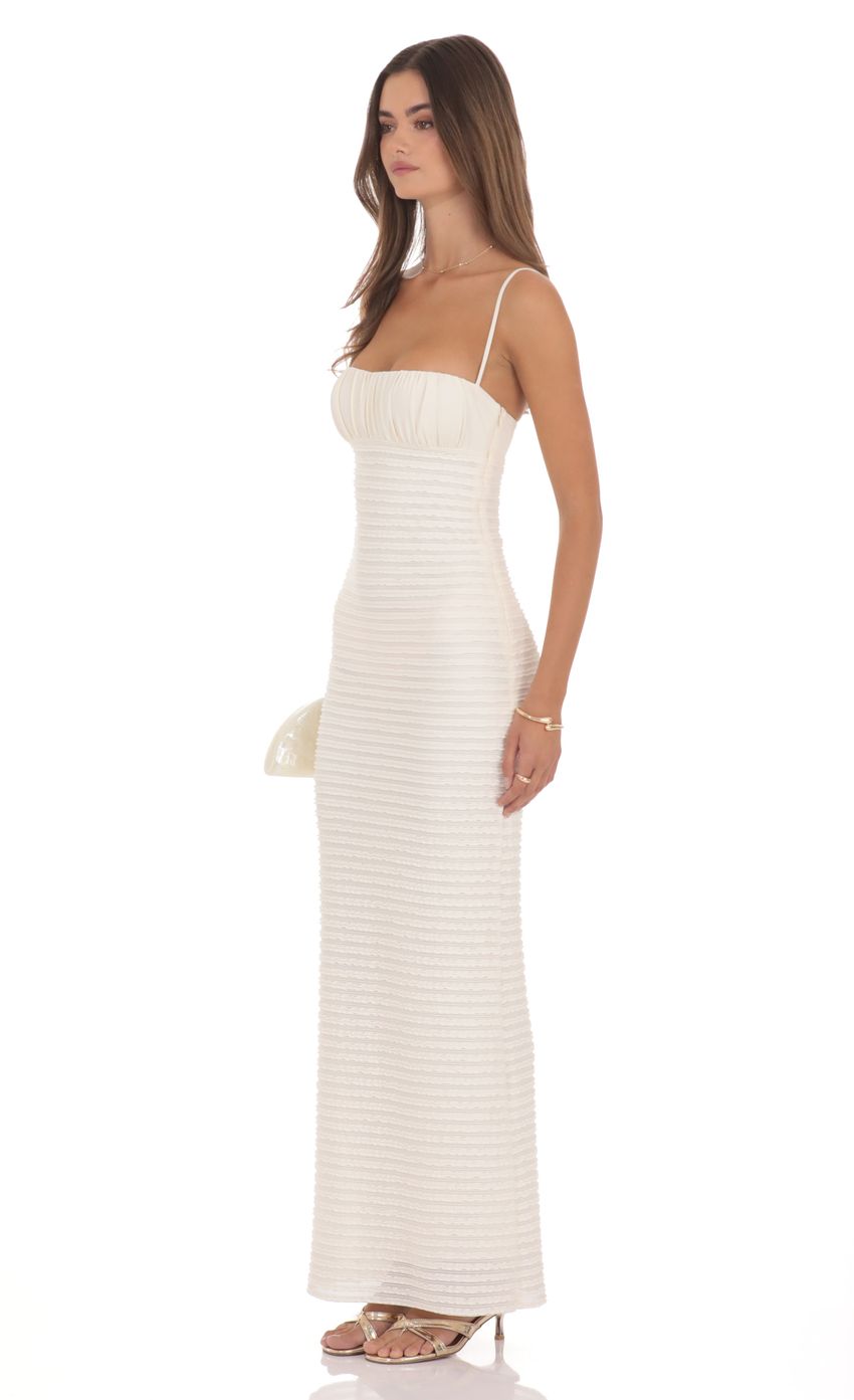 Product image for Strapless Ruched Textured Maxi Dress in Ivory
