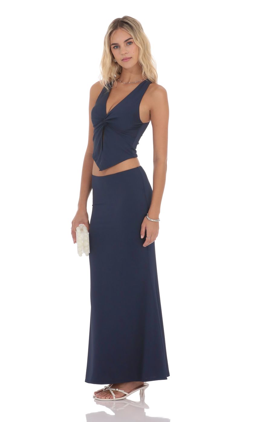 Product image for V-Neck Twist Two Piece Set in Navy