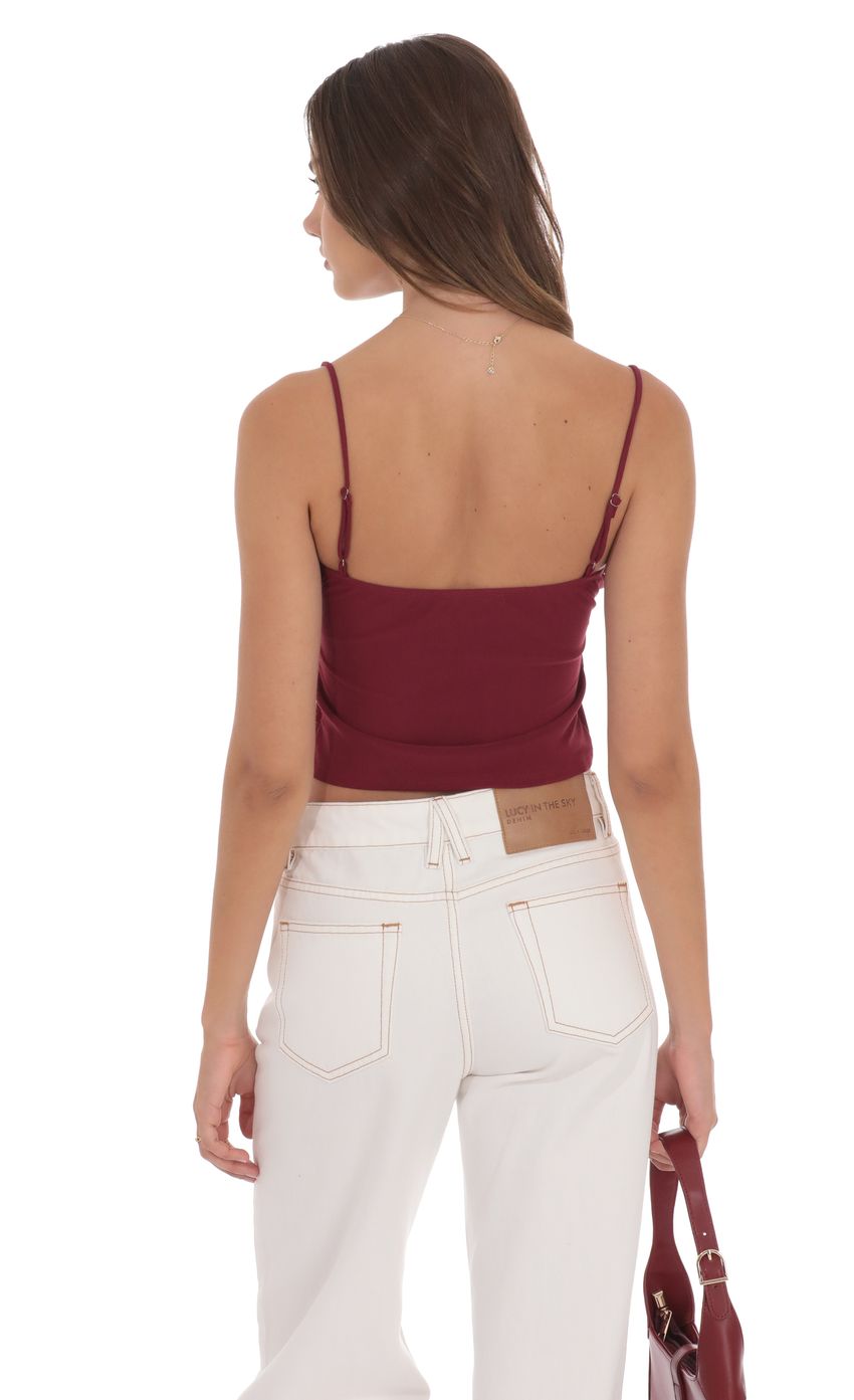 Product image for Mesh Front Tassel Top in Red