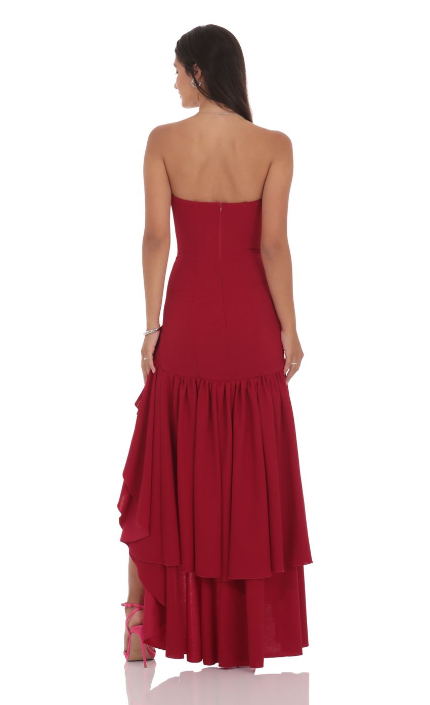 Product image for Fishtail Strapless Corset Maxi Dress in Wine