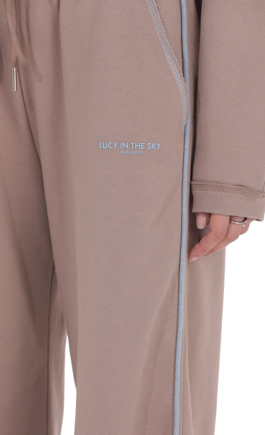 Product image for Two-Toned Cinchable Sweatpants Pants in Taupe