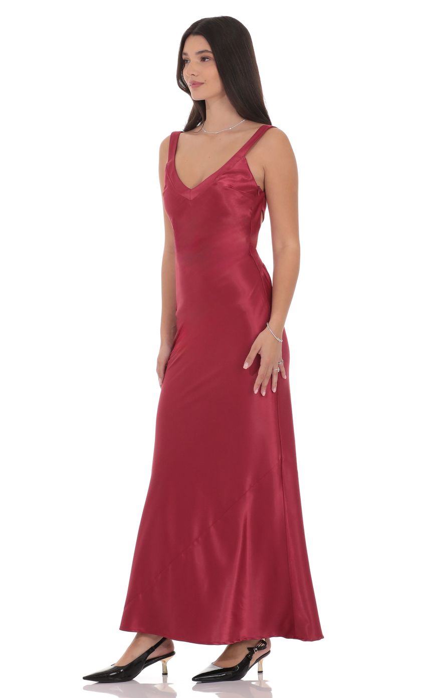Product image for Satin Open Back Maxi Dress in Maroon