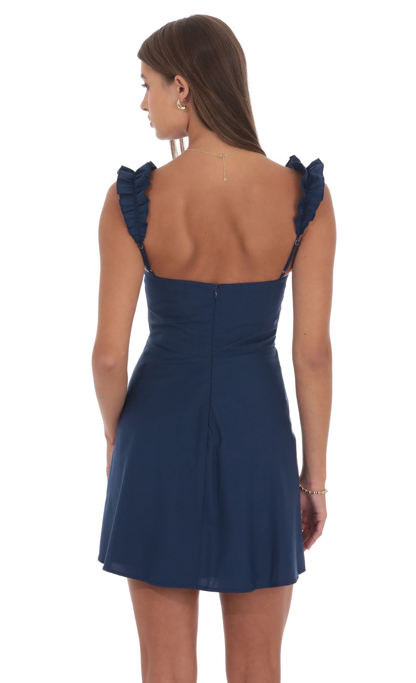 Product image for Ruffle Strap A-line Dress in Navy