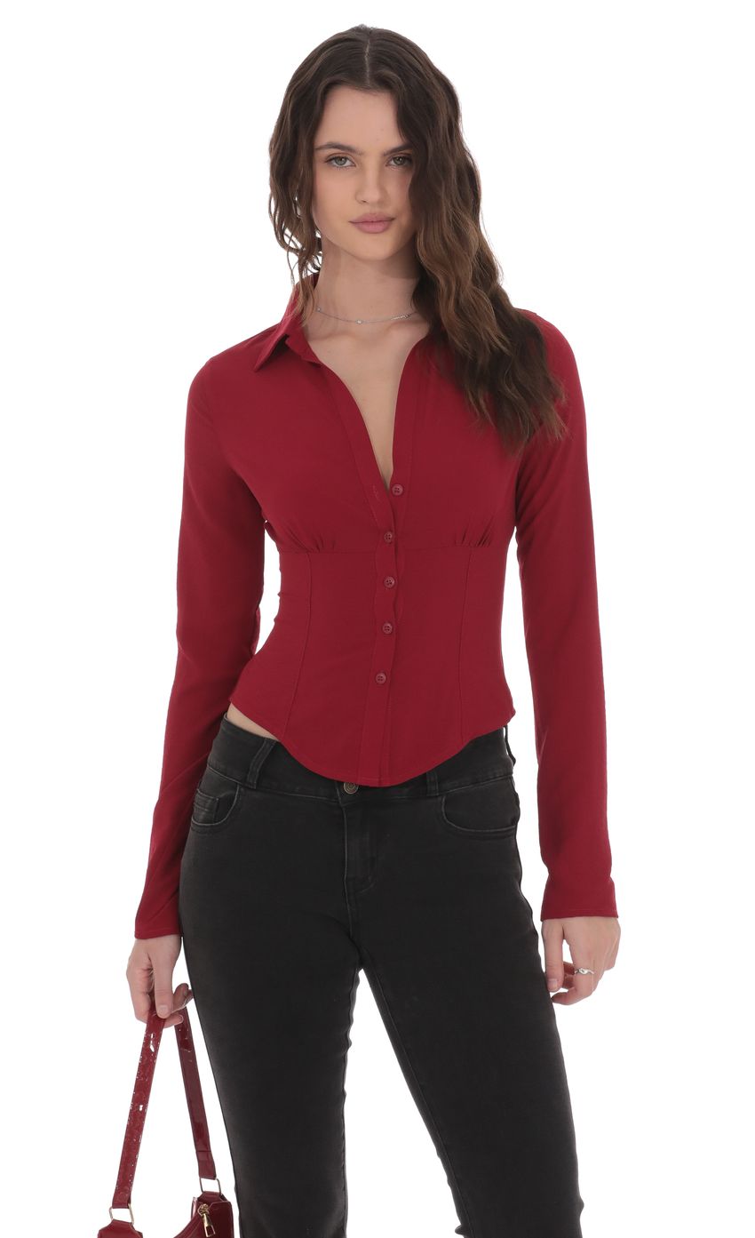 Изображение товара для Рубашк на пуговицах в красном цвете