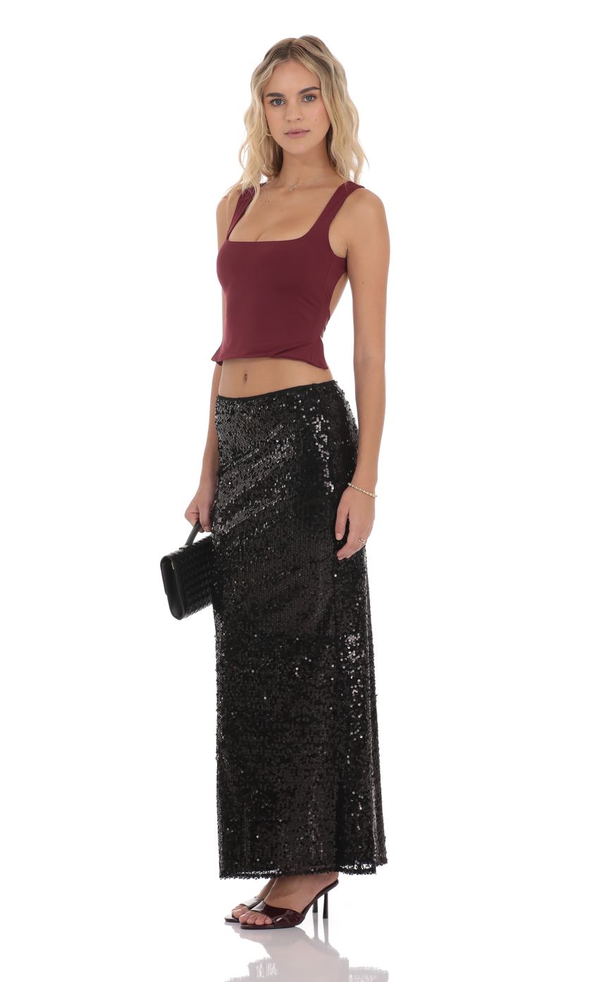 Product image for Sequin Maxi Skirt in Black