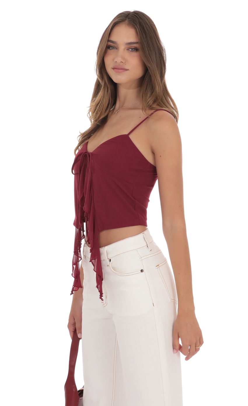 Product image for Mesh Front Tassel Top in Red