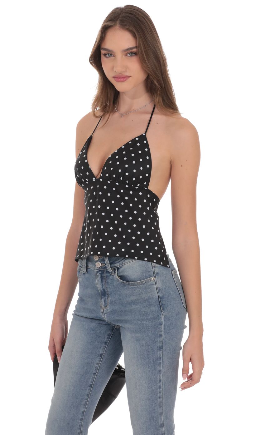 Product image for Triangle Polka Dot Top in Black