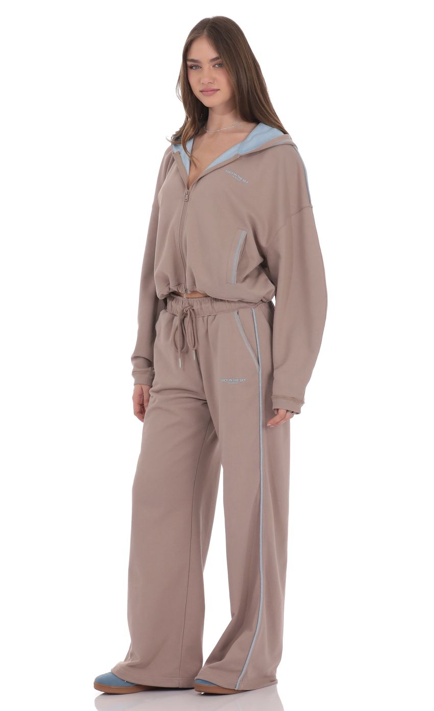 Product image for Two-Toned Cinchable Sweatpants Pants in Taupe