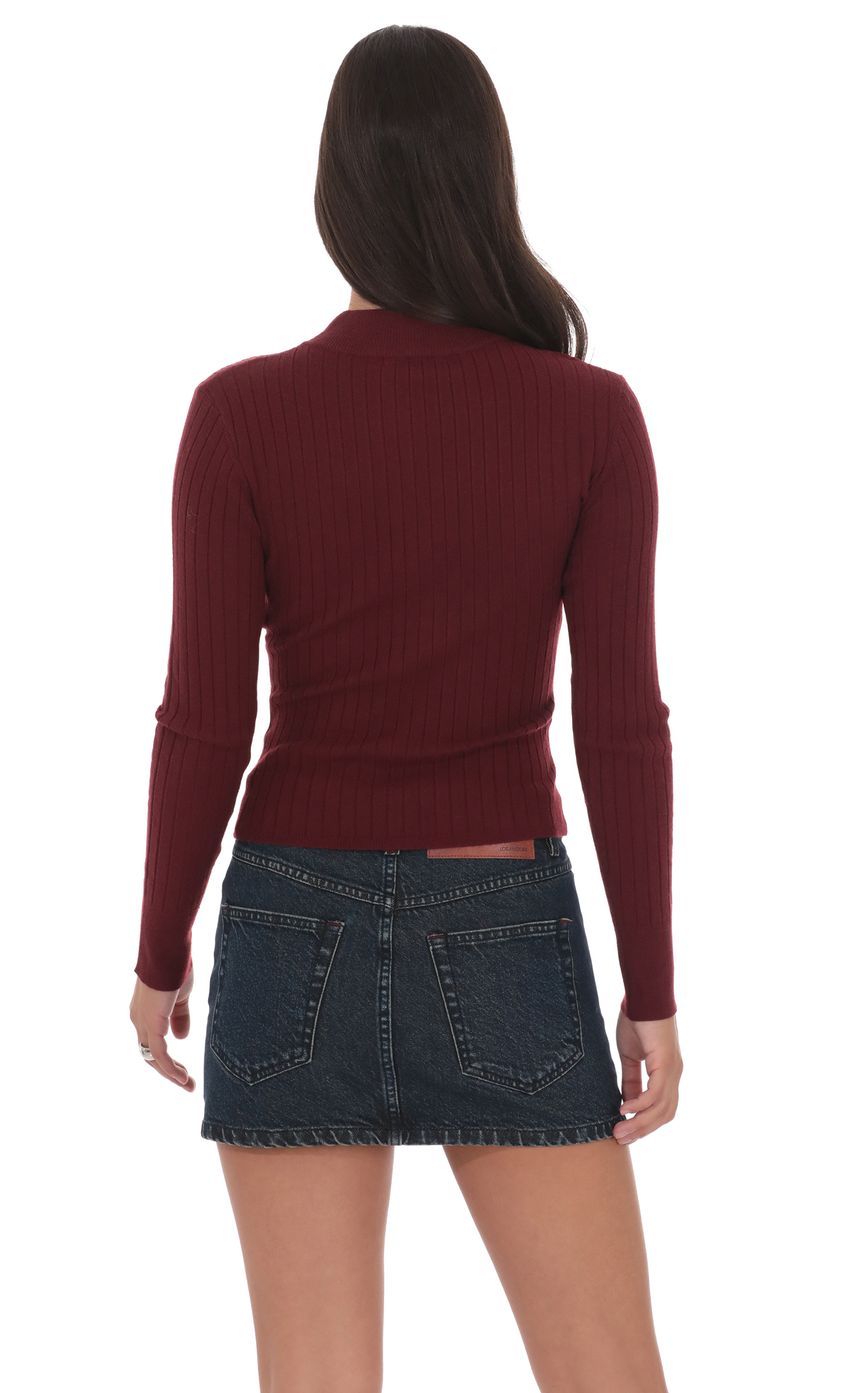 Изображение товара для Кардиган с молнией и воротником-стойкой бордовый