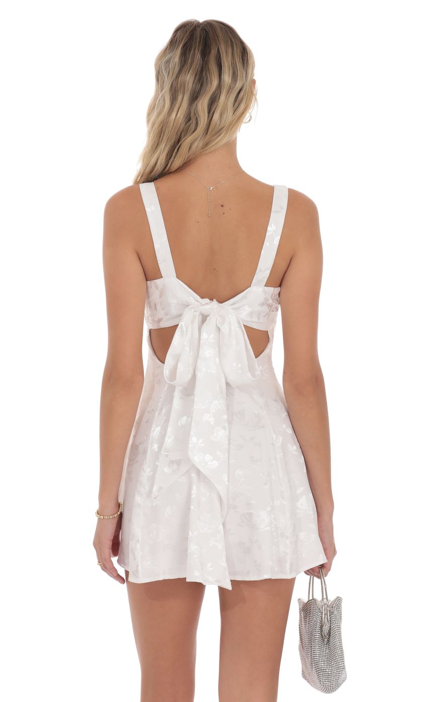Product image for Floral Jacquard A-Line Dress in White