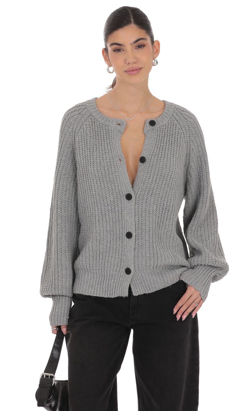 Product image for Braid Cable Knit Cardigan in Gray