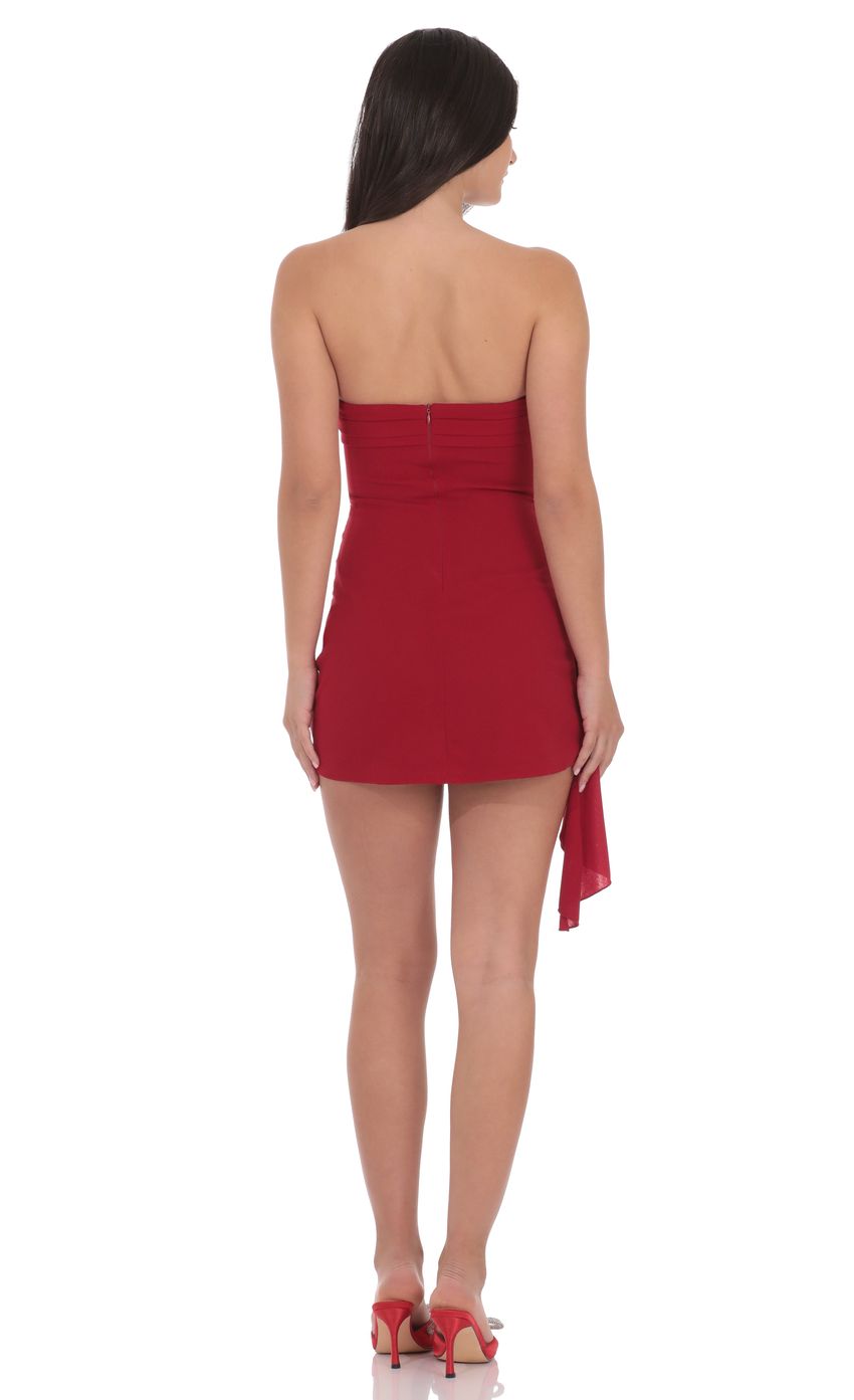Product image for Strapless Ruched Tassel Dress in Red