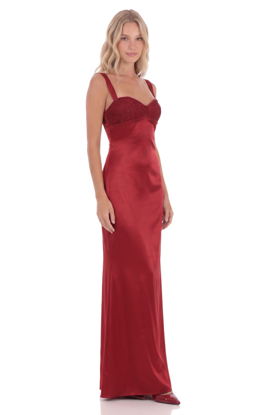 Product image for Beaded Sweetheart Maxi Dress in Red
