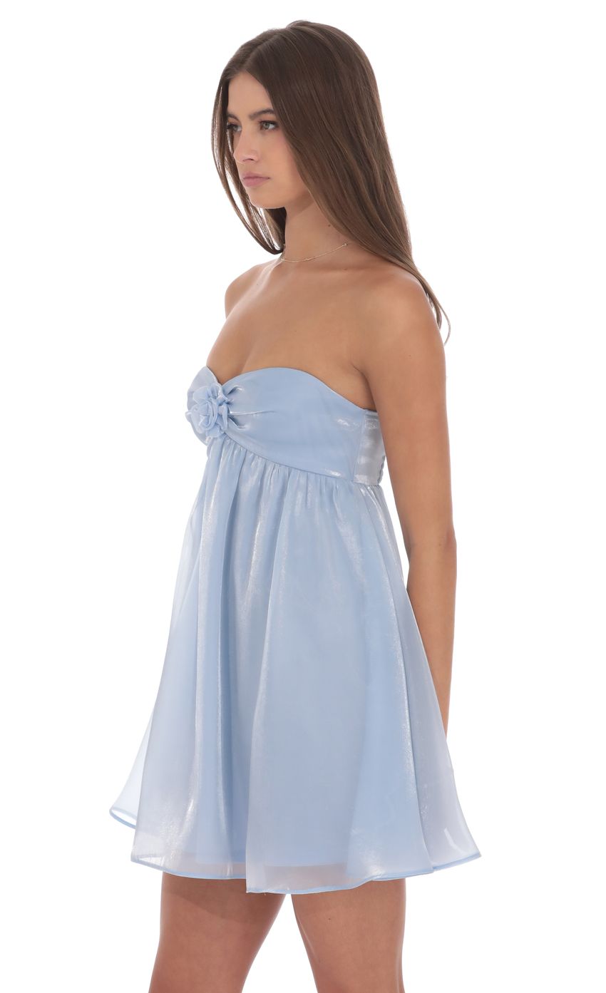Product image for Strapless Florette Babydoll Dress in Icy Blue