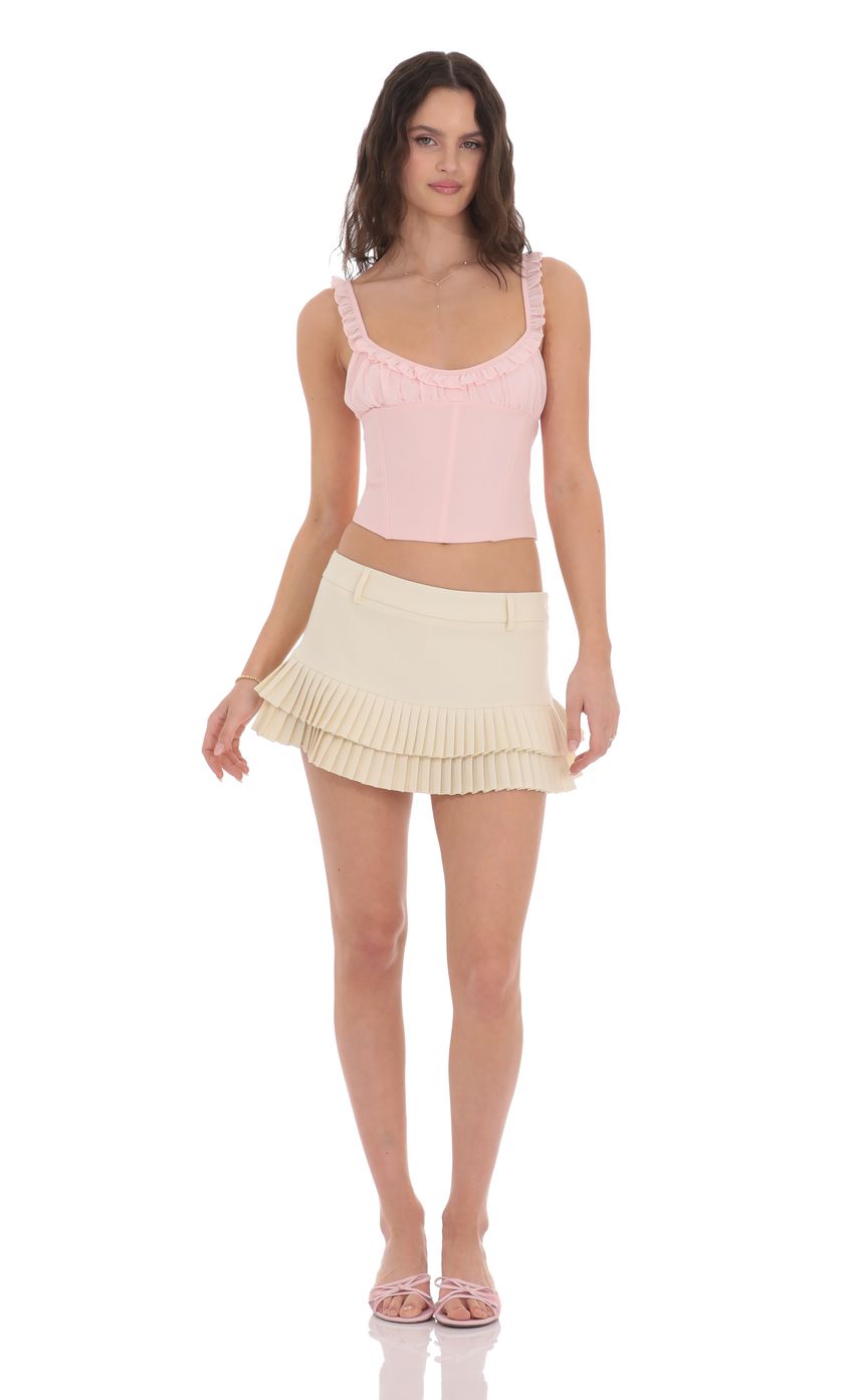 Product image for Pleated Ruffle Skort in Cream