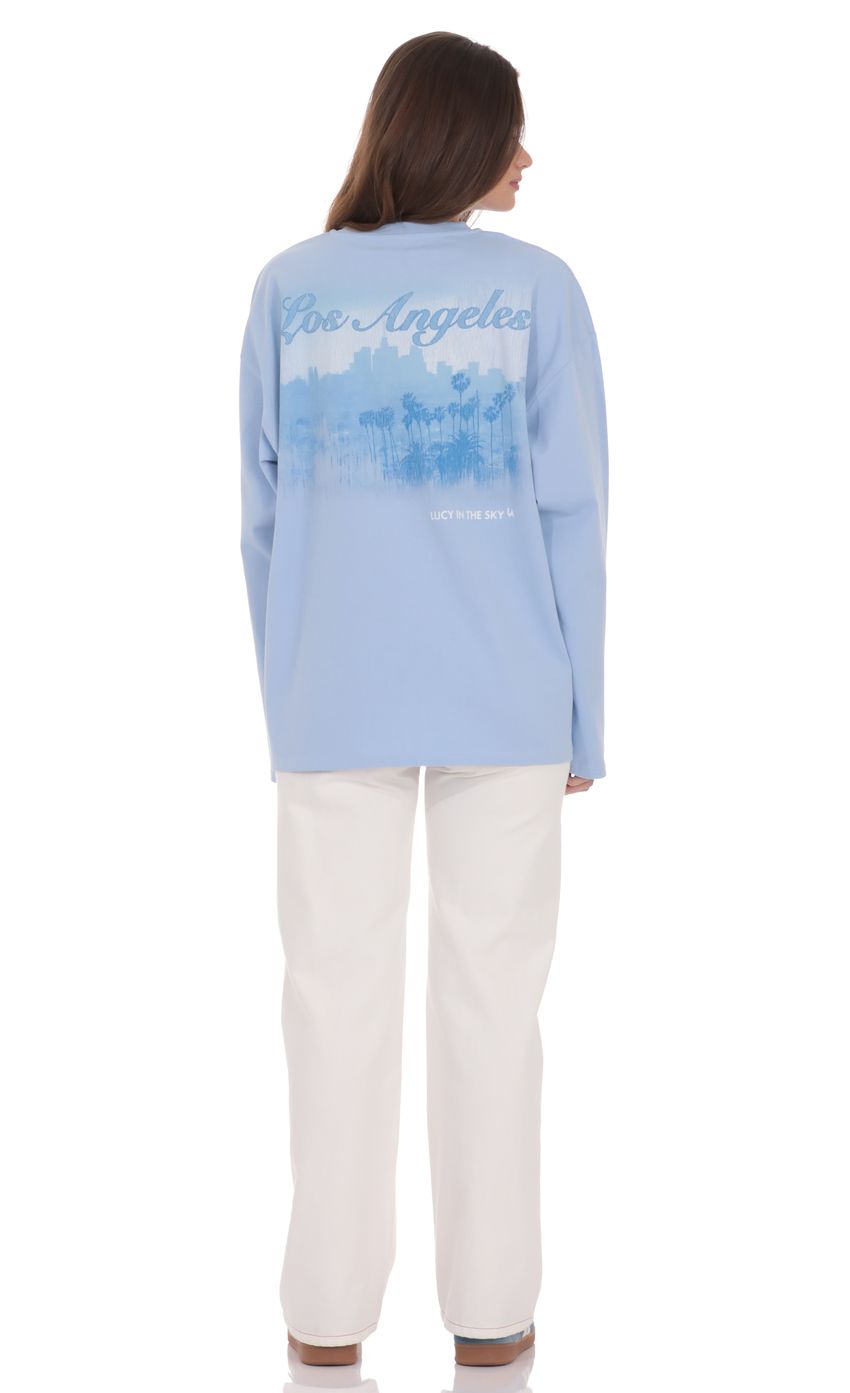 Product image for LA Graphic Crewneck Shirt in Light Blue