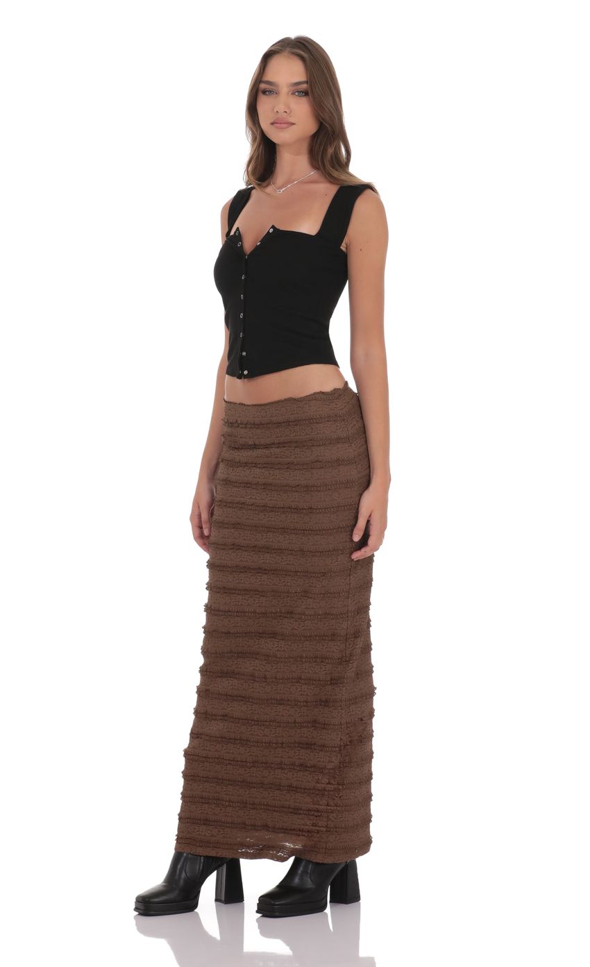 Product image for Ruffle Lace Maxi Skirt in Brown