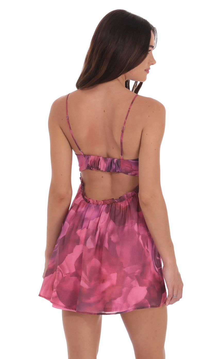 Picture Floral Cutout Babydoll Dress in Mixed Pink. Source: https://media-img.lucyinthesky.com/data/product-media/850xAUTO/b9817b8b-87ed-41a7-aab4-3dc9aa8c55a4.jpg